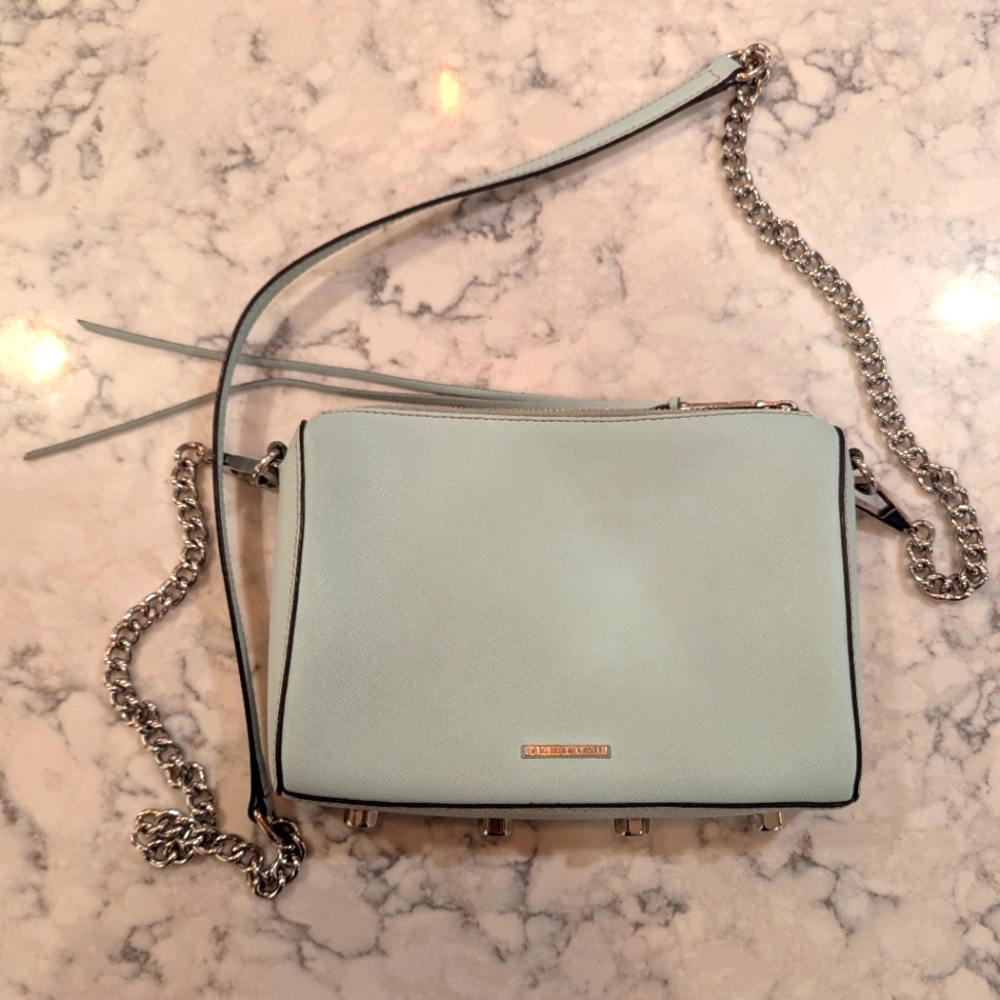 Rebecca Minkoff Avery Crossbody Baby Blue 🐦 Saffiano Leather